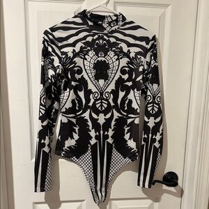 Cider Black and White Ornate Bodysuit